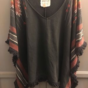 BILLABONG boho fringe edged poncho
